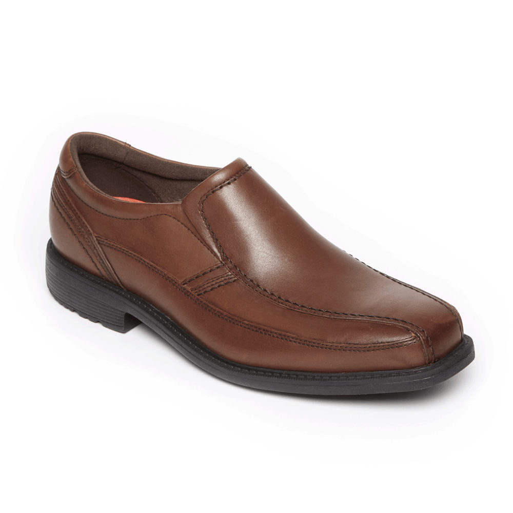 Rockport Mens Slip-On Brown - Style Leader 2 Bike Toe - UK 538-HZWVOQ